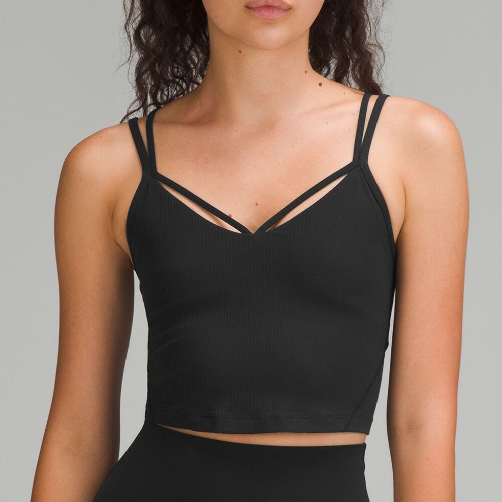 lululemon athletica Black Strappy Ribbed Crop Tank